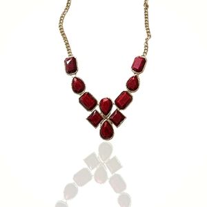 Dark Red Stone Statement Necklace